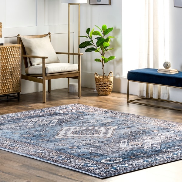 Nuloom Monika Distressed Aztec Medallion Area Rug - Bed Bath