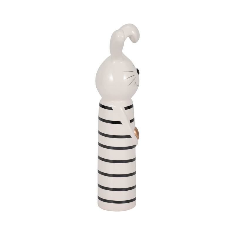 Sagebrook Home Lines Bunny With Gold Heart, White/Black