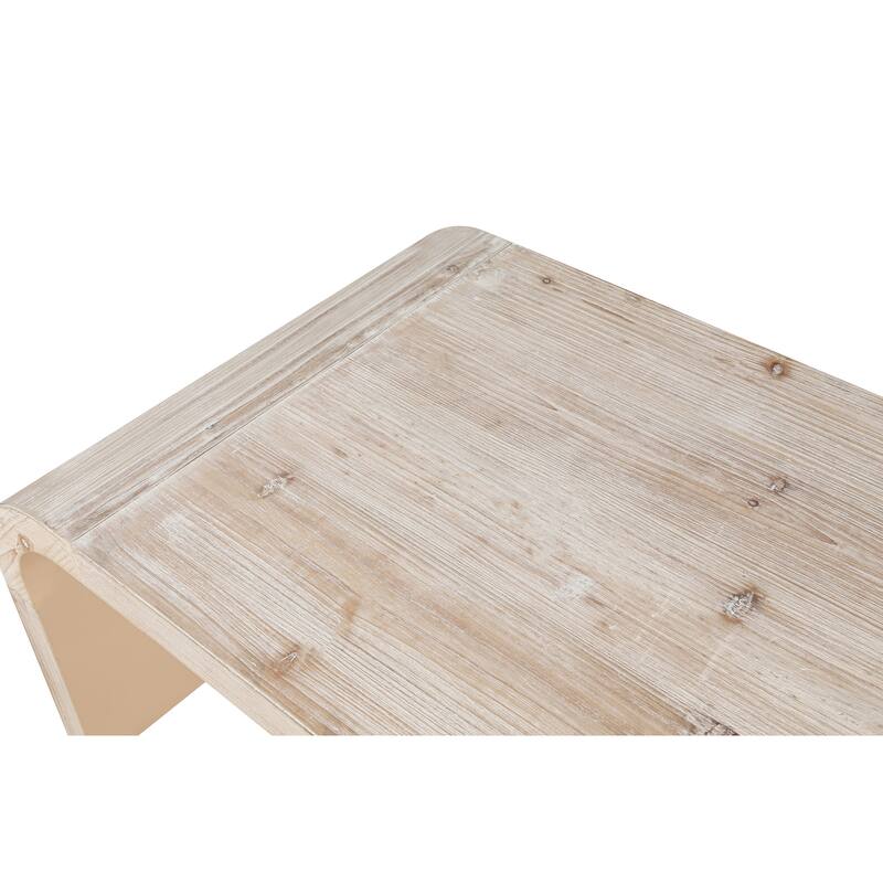 Farmhouse Vintage Center Table, Wood Curved Art Deco Coffee Table