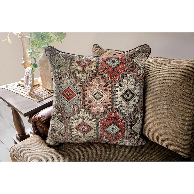 Dhirendra Traditional Brown Faux Leather Loveseat by Furniture of America