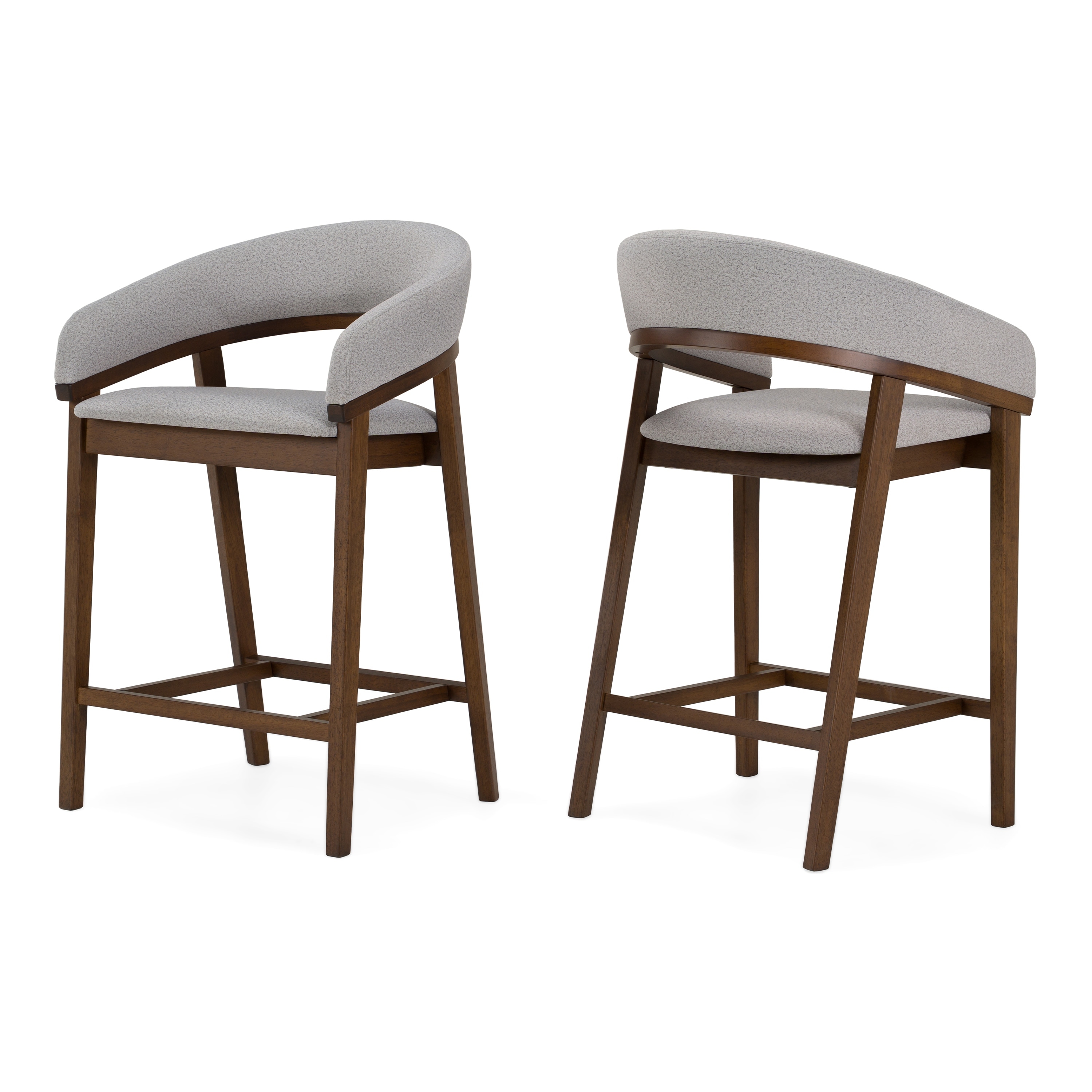 Truman Mid-Century Modern Grey & Walnut Counter Chair (Set of 2)