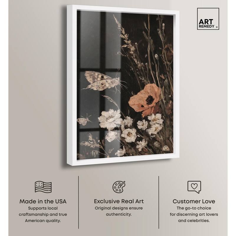 Poppy and Moth II Shadowbox by Art Remedy