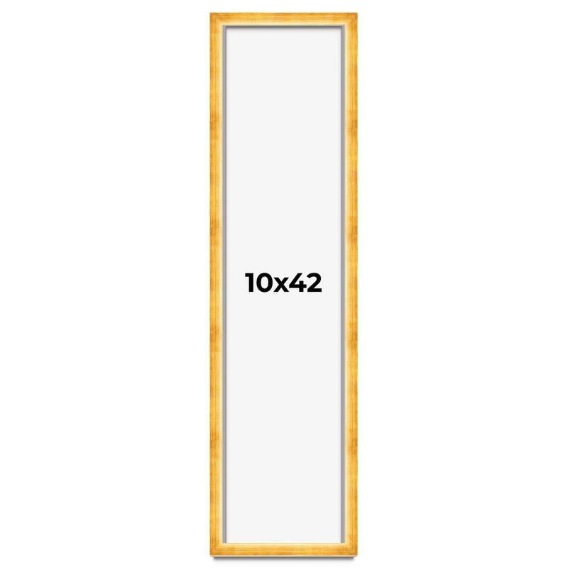 10x42 Shadow Box Frame Gold | 1.625 Inches Deep Real Wood Traditional