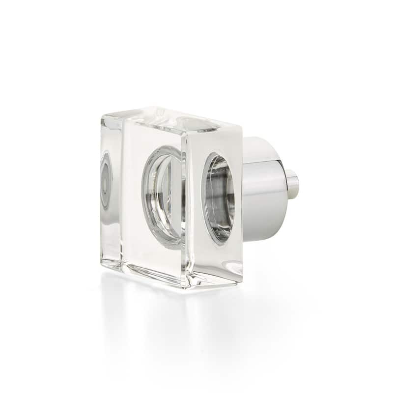 Schaub and Company City Lights 1-1/4" Modern Square Glass Cabinet Knob - Polished Chrome
