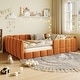 preview thumbnail 26 of 37, Velvet Upholstered Floor Bed Orange