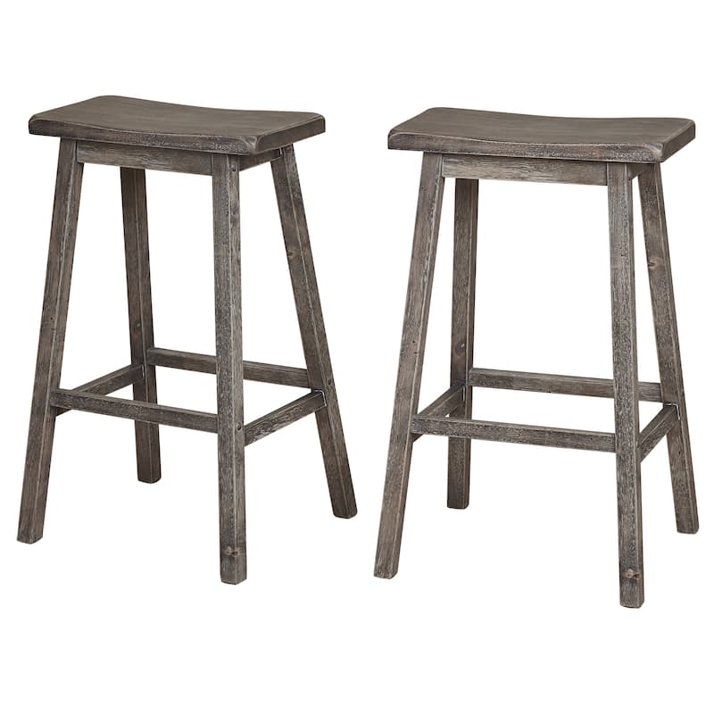 Simple Living Marney 30-inch Solid Rubberwood Saddle Bar Stools (Set of 2)