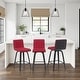 preview thumbnail 74 of 78, Skara Mid-Century Swivel Counter Stool, Upholstered Counter Height Chair with Bentwood Legs Set of 3 - Red Fabric & Black