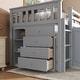 preview thumbnail 6 of 10, Twin Loft Bed with Drawer and Shelf Cabinet and Pulling-Out Desk, Rubber Wood Loft Bed with Safety Guardrail, Ladder, Grey
