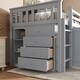 preview thumbnail 17 of 21, Twin Loft Bed with Pull-Out Desk, Built-in Cabinets, Drawers, Shelves, and Safety Guardrail, Solid Rubber Wood Frame with Ladder