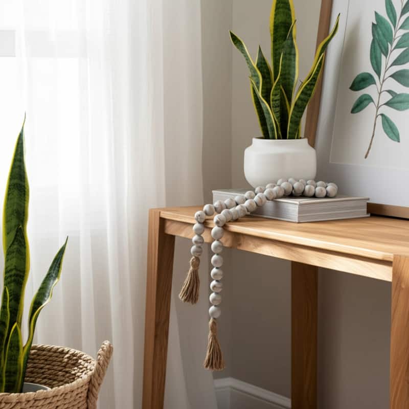 Mango Wood Double Beaded Garland with Tassel