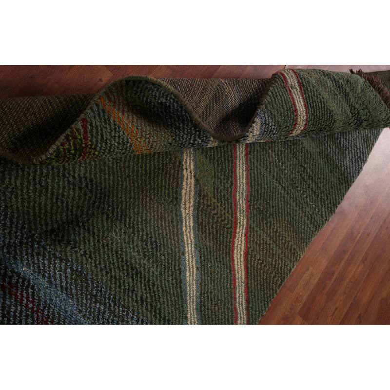 Green Gabbeh Persian Area Rug Handmade Wool Carpet - 4'7"x 10'0"