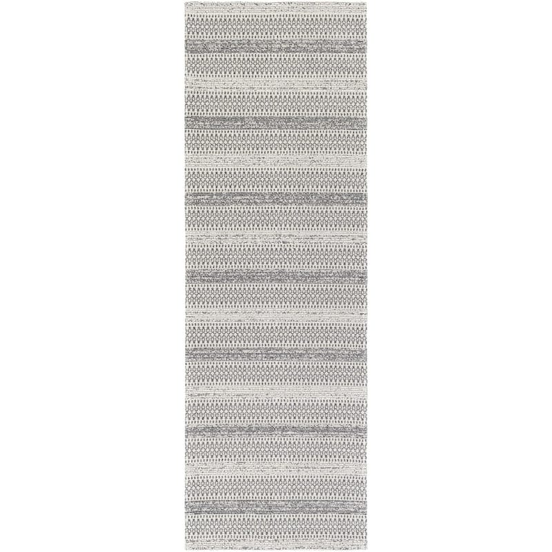 Livabliss La Casa Moroccan Stripe Cotton Area Rug - Grey - 2' 6" x 7' 3"