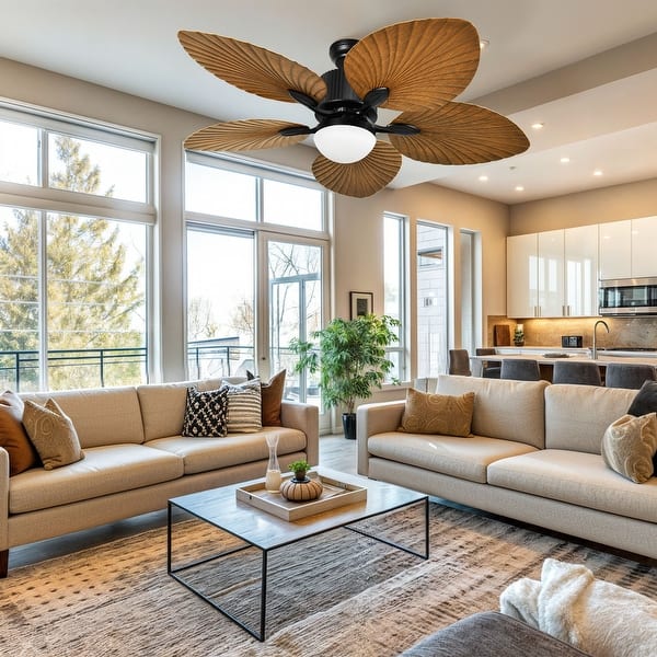 Moasis 52" Palm Leaf Fan Smart Tropical Ceiling Fan with LED Light and Remote