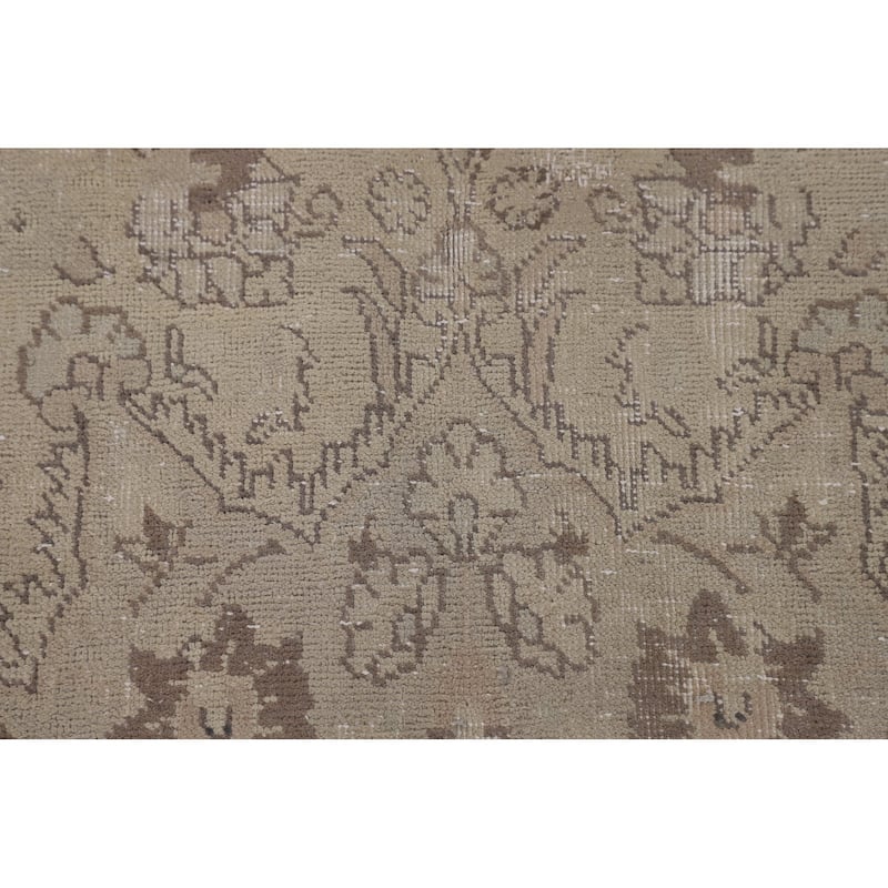 Traditional Tabriz Persian Vintage Rug Hand-Knotted Beige Wool Carpet - 6'6"x 9'7"