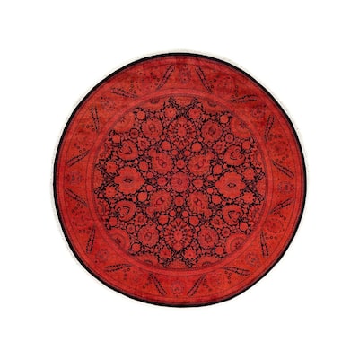Fine Vibrance, One-of-a-Kind Hand-Knotted Area Rug - Orange, 6' 1" x 6' 1" - 6' 1" x 6' 1"