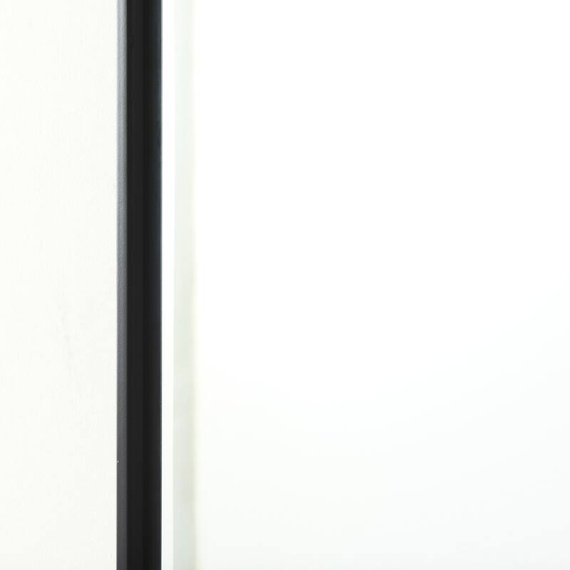 Cora Black Metal Frame With Brown Wood Shelf Arched Wall Mirror (40" x 24")