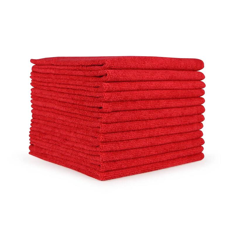 Arkwright Microfiber 12-Piece Cleaning Cloths - 16x16 - Red