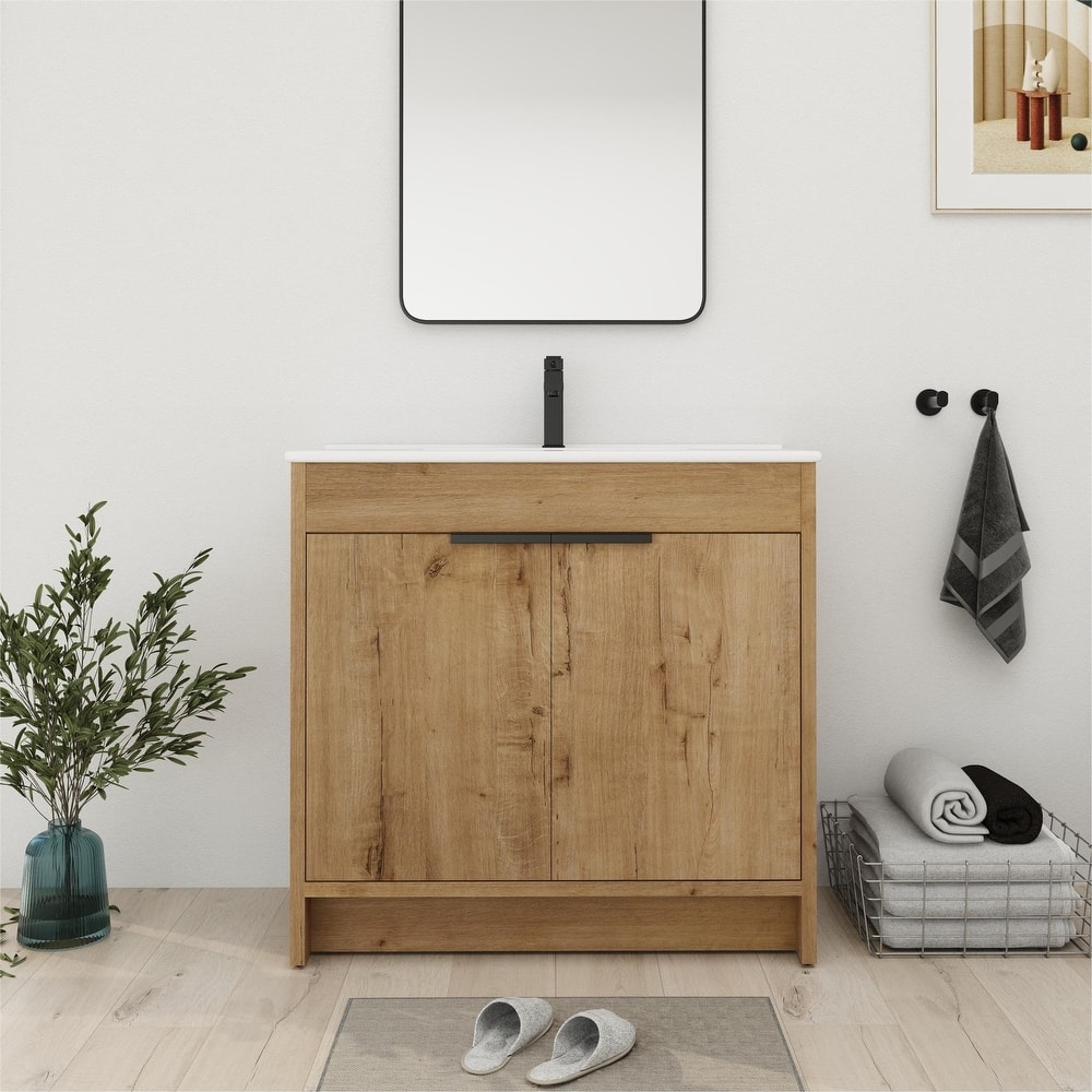 Bathroom Vanity With Sink In 24/30/36 Inch, Freestanding Bathroom Vanity With Soft Close Door and Adjustable Shelf