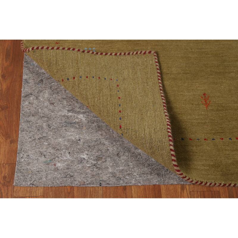 Hand Knotted Oriental 100% Wool Carpet Tribal Animal Pictorial Green Gabbeh Area Rug - 5' 11'' X 3' 11''