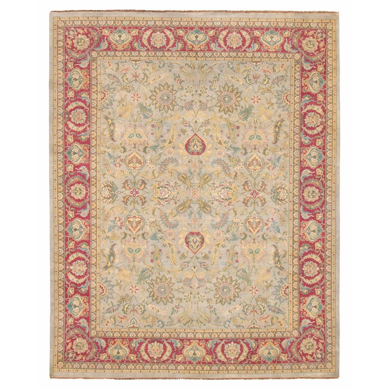 ECARPETGALLERY Hand-knotted Finest Agra Jaipur Grey Wool Rug - 9'0 x 11'1 - Light Grey - 9'0 x 11'1