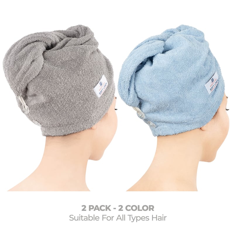 American Soft Linen 100% Cotton Hair Drying Towels for Women, Cotton Hair Turban Turkish Towel Wrap, Head Towel Cap for Hairs
