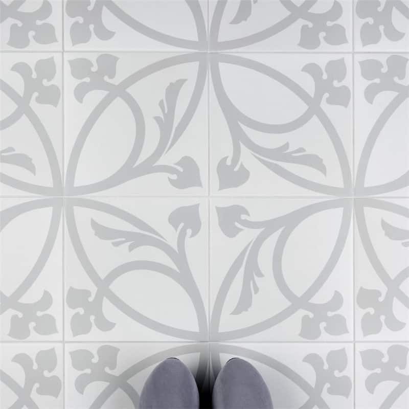 Merola Tile Caprice Liberty White 7.86" x 7.86" Porcelain Floor and Wall Tile