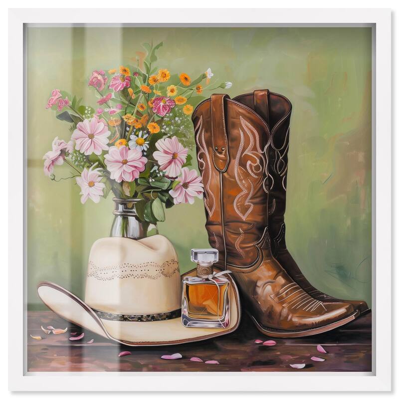 Spring Green Cowboy Necessities Shadowbox by Art Remedy - White - 24" x 24"