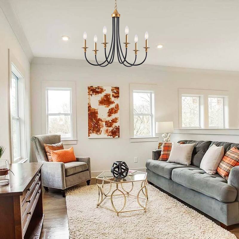 6-Light Farmhouse Antique Candlestick Dining Room Chandelier Fixture