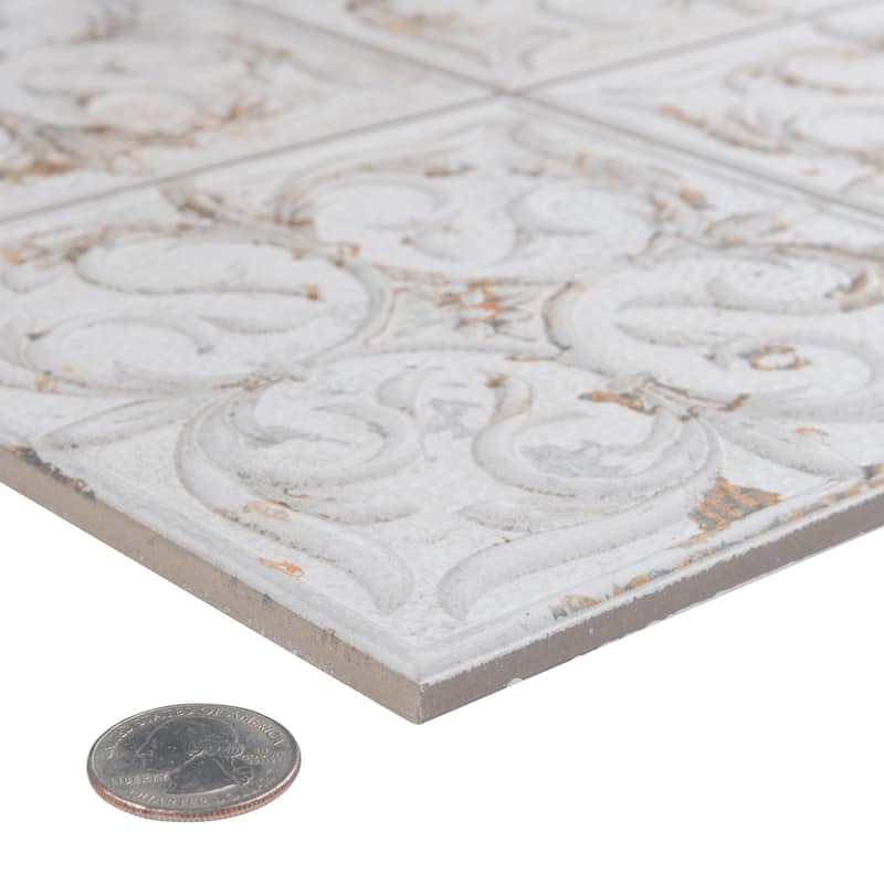 Merola Tile Antigua Lis White 13" x 13" Porcelain Wall Tile