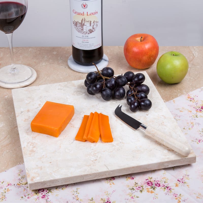 Creative Home Natural Champagne Marble 12" x 12" Square Cheese & Pastry Board