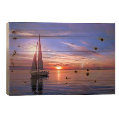 Sailboat Print On Wood by Unknown Artist - Multi-Color
