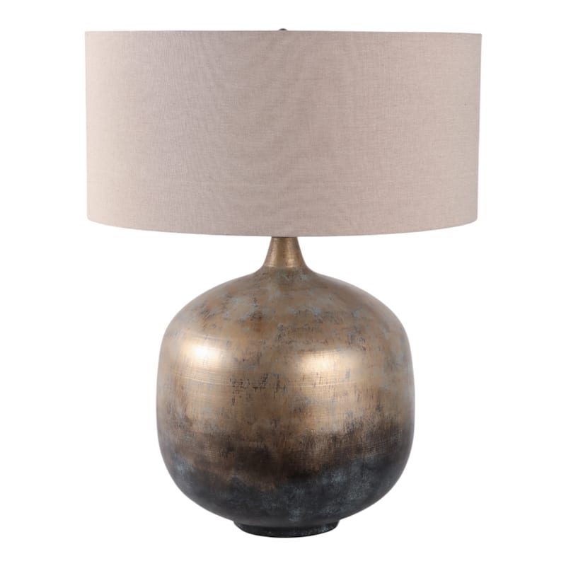 Metal Table Lamp Rounded Base Drum Shade Glam Modern Accent Lighting