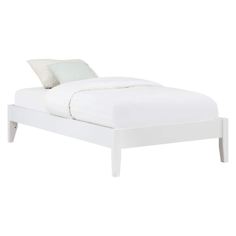 Cavi Modern Low Profile Platform Twin Size Bed, Panel Sides, Slats, White