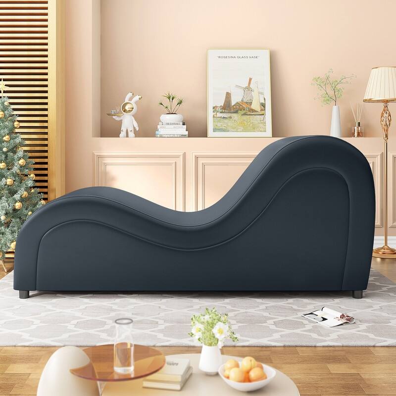 Mixoy Modern PU Leather Yoga Chair Indoor - 63”D×18”W×32”H - BLACK