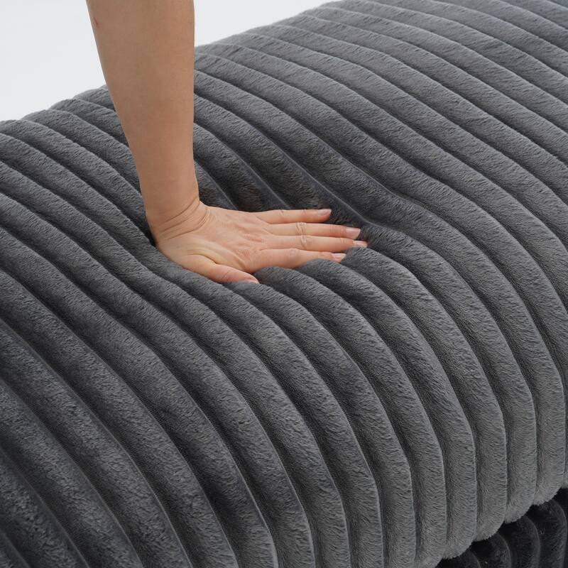 40" W Oversized Rectangle Plush Corduroy Ottoman