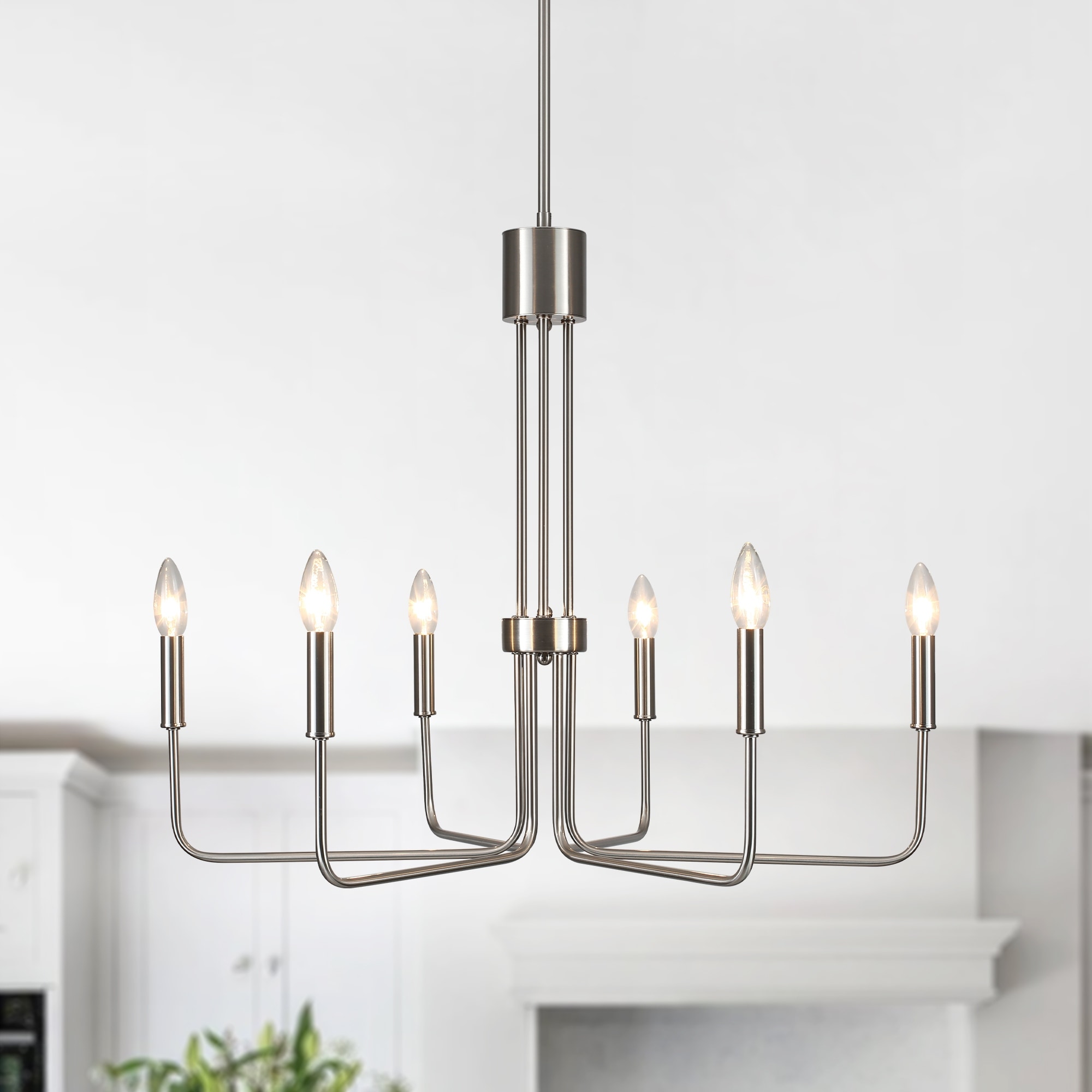 Zjvaive 6-Light Modern Linear Minimalist Candlestick Chandelier for Dining Room Bedroom Foyer
