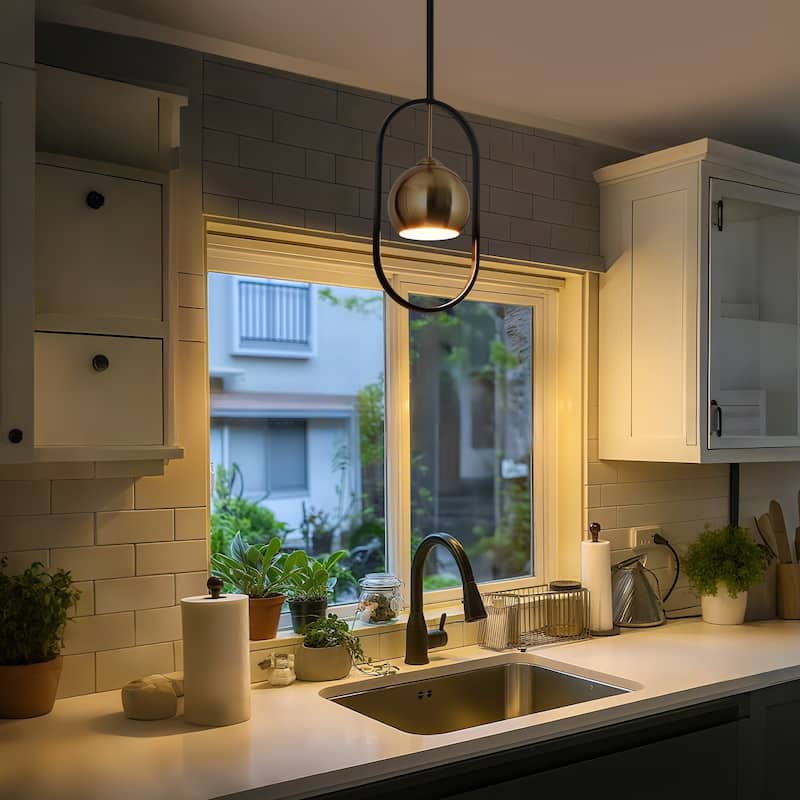 Modern Black Gold 1-Light Metal Pendant Lights Farmhouse Kitchen Island Light for Dining Room