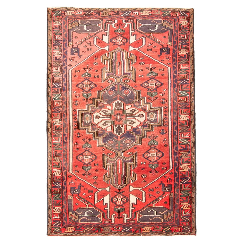 ECARPETGALLERY Hand-knotted Andelz Red Wool Rug - 4'5 x 6'11