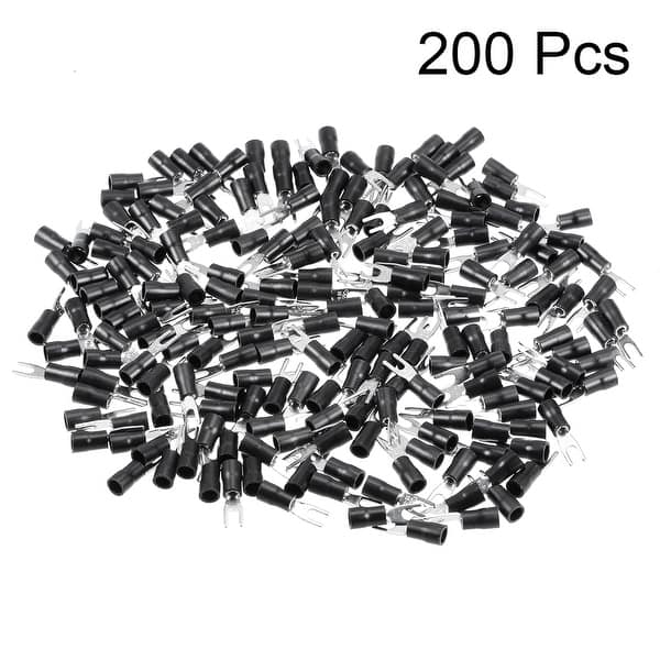 Details about  / 150Pcs SV2-3.7S Insulated Fork Spade Connector Crimp Terminal 16-14AWG Black