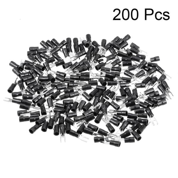 Details about / 150Pcs SV2-3.7S Insulated Fork Spade Connector Crimp Terminal 16-14AWG Black
