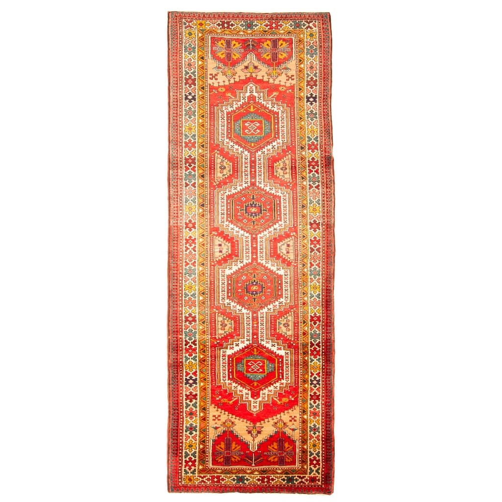 ECARPETGALLERY Hand-knotted Konya Anatolian Red Wool Rug - 3'10 x 11'6