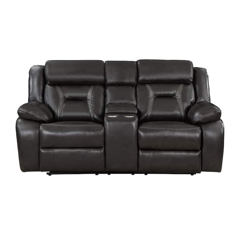 Matteo Breathable Faux Leather Manual Double Reclining Loveseat