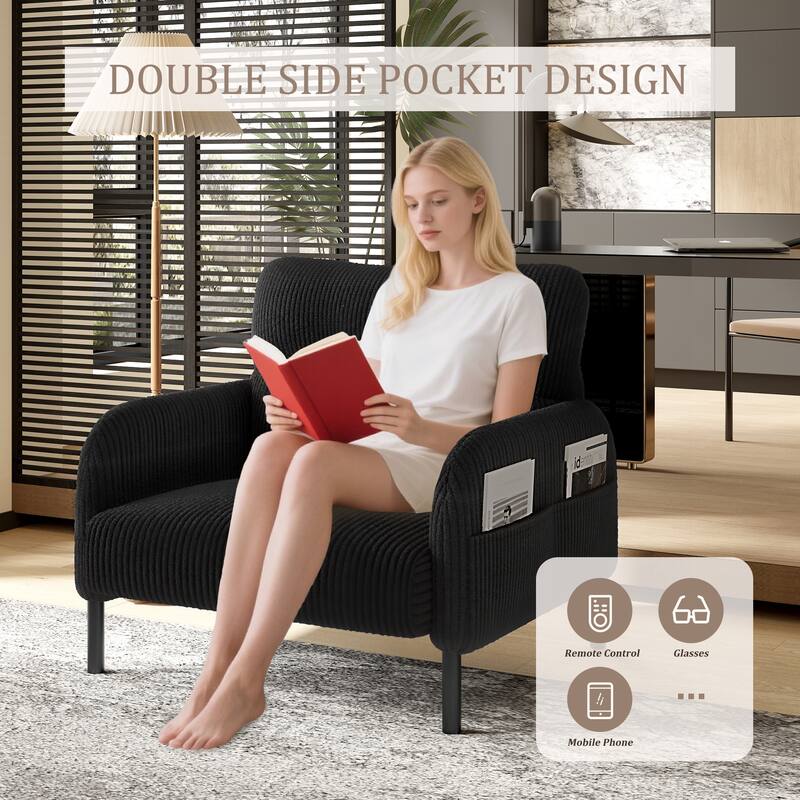 Comfortable Monochrome Single Person Wide Seat Chair, Suitable For Living Rooms And Bedrooms