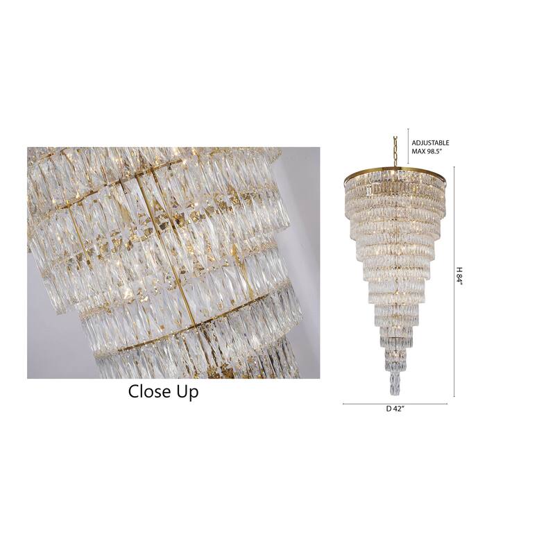 42-Light Gold Chandelier With Clear Crystals