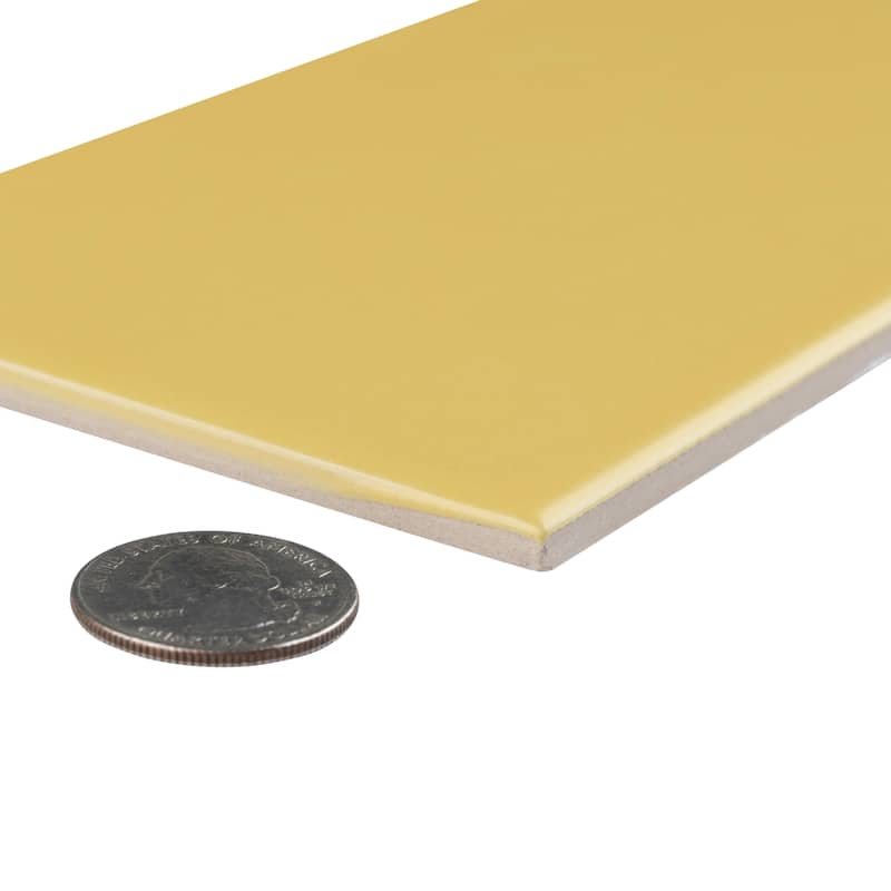 SomerTile Projectos Sunflower Yellow 3-7/8" x 7-3/4" Ceramic Floor and Wall Tile
