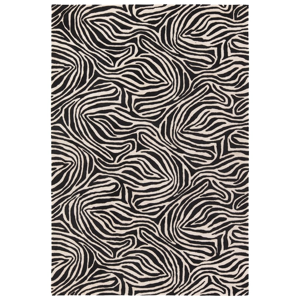 Ringo Handmade Animal Black/Ivory Area Rug