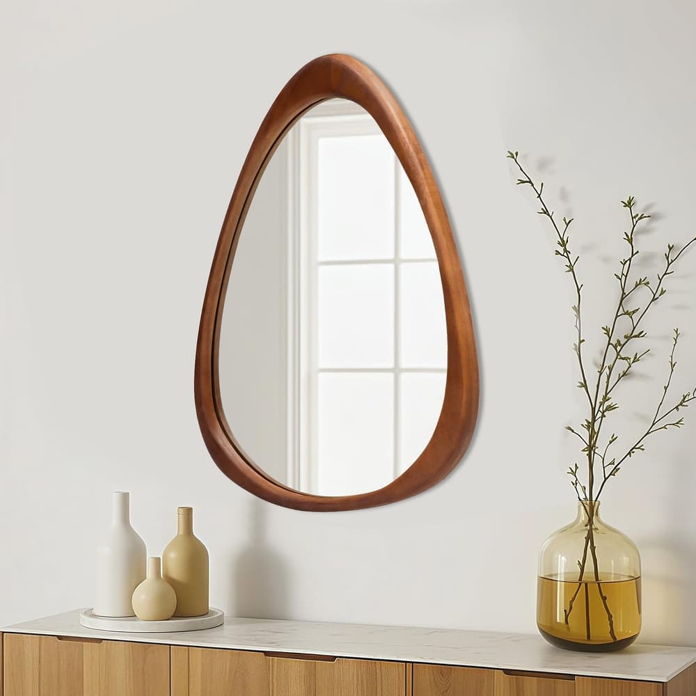 Irregular Mirror Asymmetrical Wood Wall Mirror