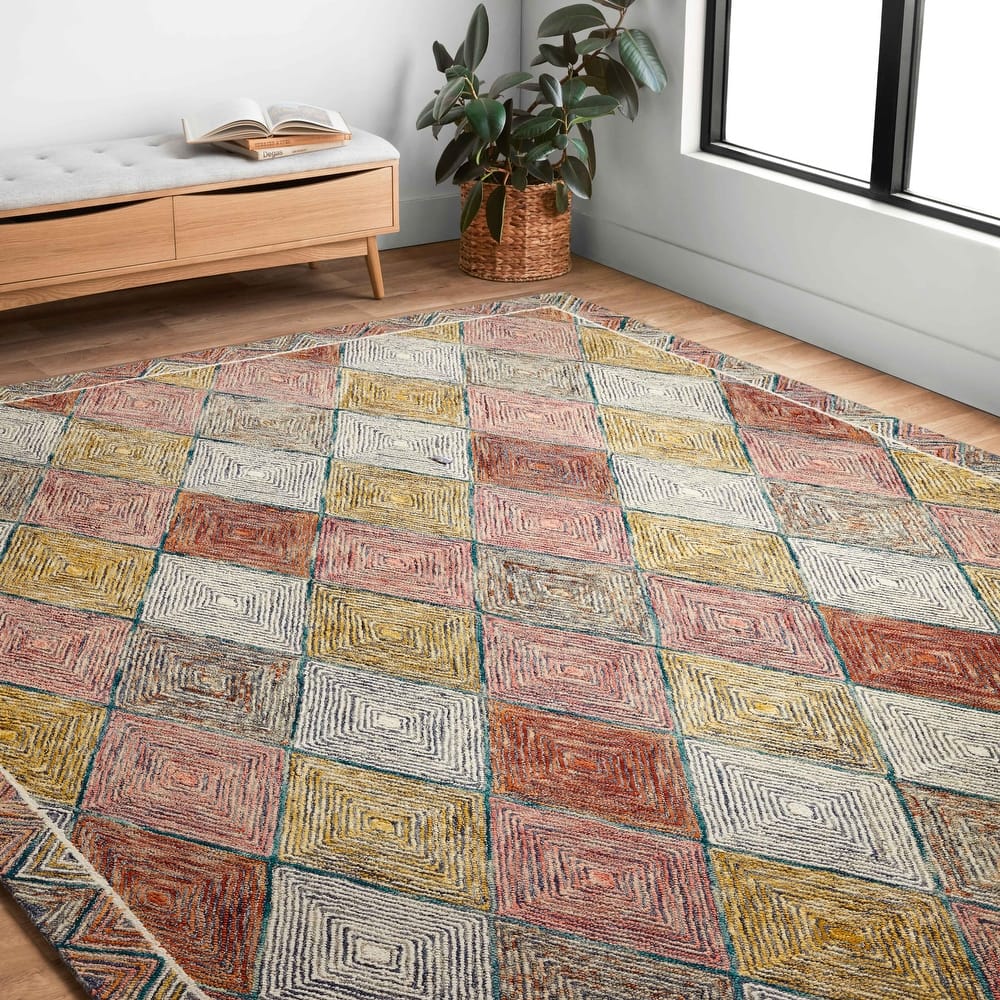 Alexander Home Kaleidoscope Diamond Hand-Hooked Wool Rug