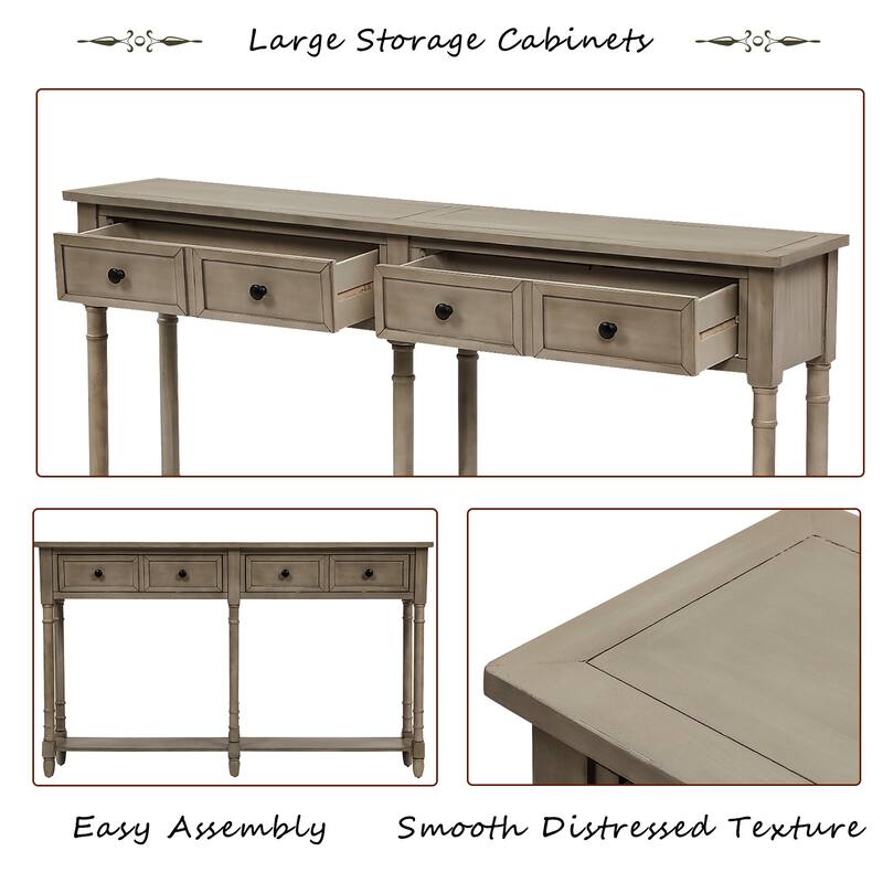 Console Table Sofa Table with 2-Drawers and Bottom Shelf