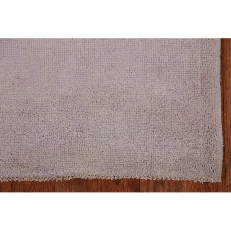 Hand Knotted Oriental 100% Wool Carpet Modern Solid Purples Gabbeh Runner Rug - 10' 0'' X 3' 3''